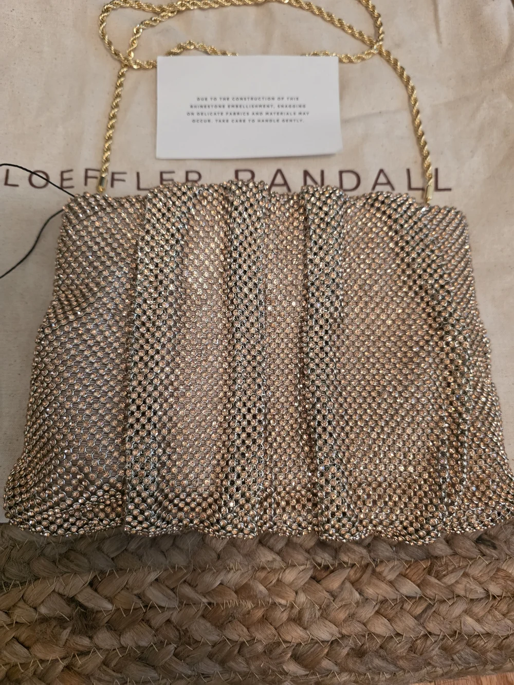 Loeffler Randall Serena Shadow Gold Mesh Chain Bag